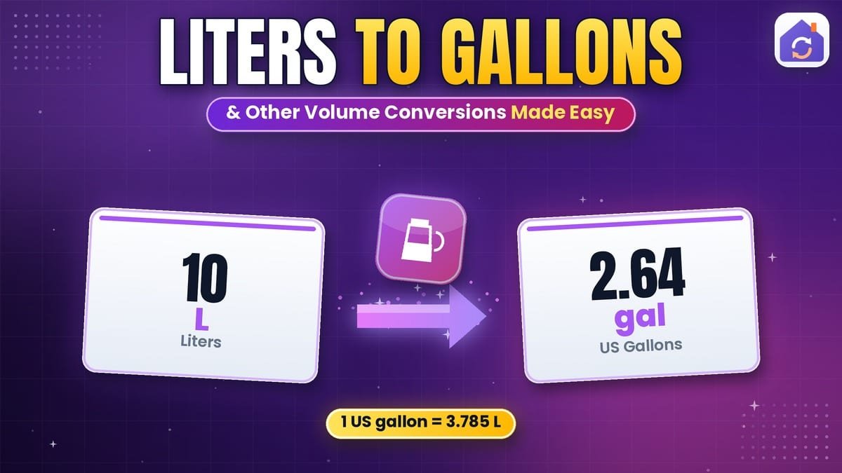 Liters to gallons volume conversion chart